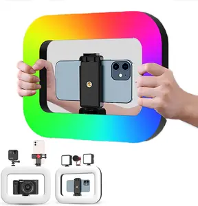 Rechargeable Portable RGB Ring Light for Phone, LED Smartphone Light, Phone Video Stabilizer, RGB Square Ring Light for Photography, Video Recording, Live Stream