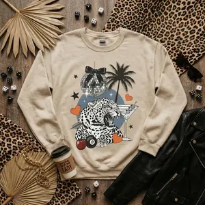 Retro Leopard Palm Crewneck Sweatshirt
