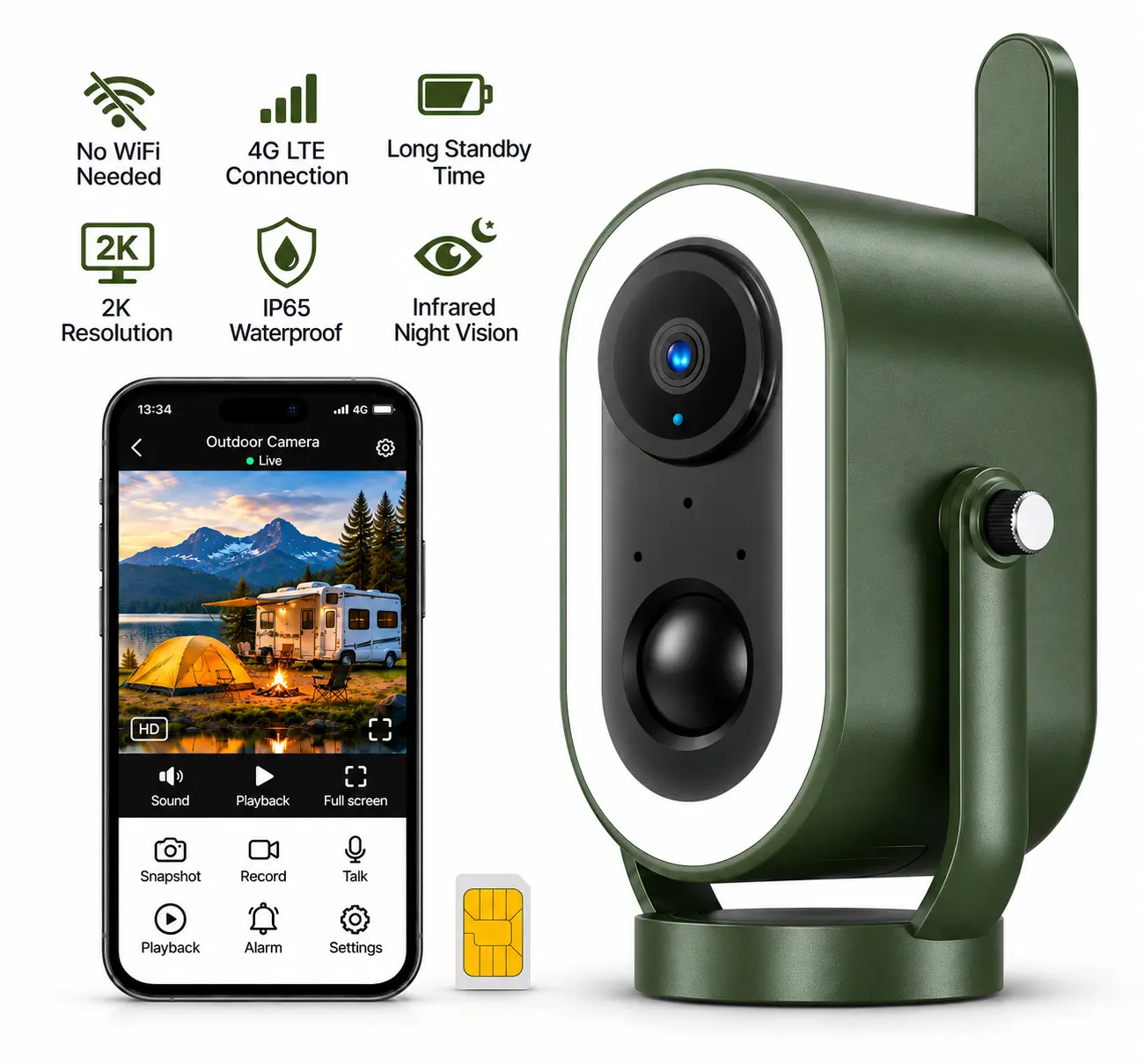 XEGA 4G LTE Wireless Outdoor Security Camera, 1296p 2K HD, 6000mAh Battery, PIR Human Detection, Magnetic Mount, Night Vision, Built-in Light, IP65 Waterproof, 0.2s Instant Alerts, 2-Way Audio, QR/Bluetooth Setup for RV, Caravan, Camping,techvibes