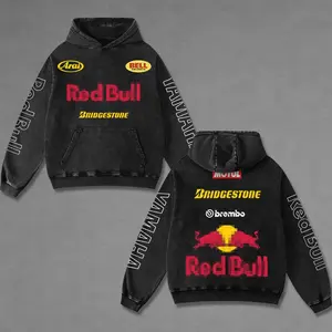 Redbull x Ya Racing Washed Hoodie Vintage Motorcycle, Motor Speed Racing Sportbike Graphic Merch, Acid Washed Streetwear Clothing, Unisex Dirt Bike Racing Hoodie, Vintage Motorsport Hoodie, Speed Culture Men's Wear, Designed for Biker