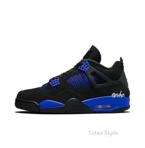 Retro Mid-Top Basketball Shoes in Black Suede Upper with Royal Blue Mesh Side Wings, Lace Locks, and Midsole Accents