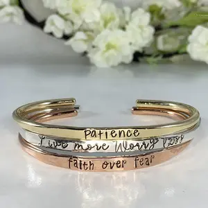 Personalized Open Bangle Bracelet, copper, NuGold or sterling silver, choose your font, stacking bracelets, sorority gift, sisterhood