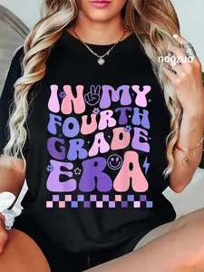 100% Cotton Unisex In My Fourth Grade Era 4th Grade Teacher Student Boy Girl T-Shirt Casual Top