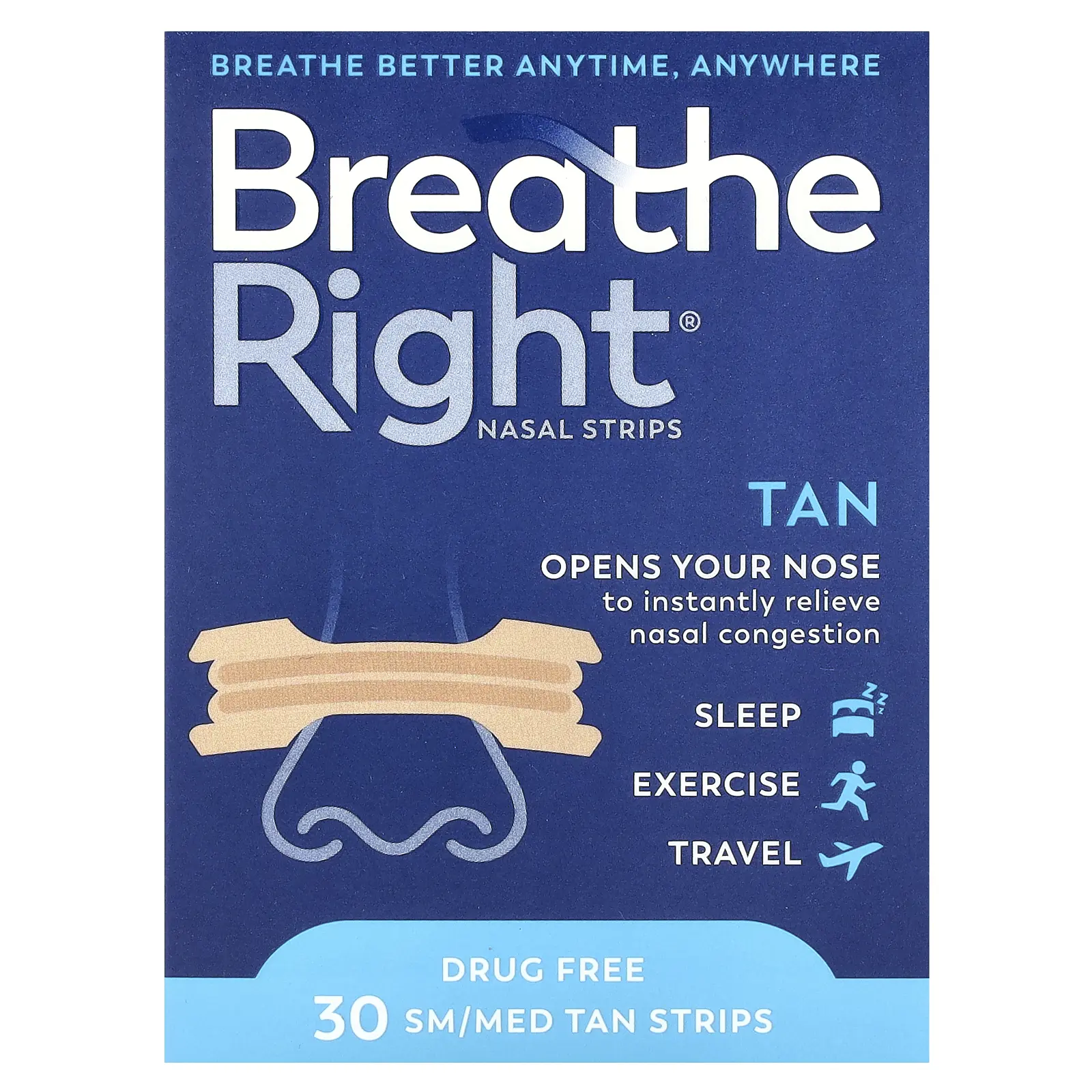 Breathe Right Nasal Strips, Small/Medium, 30 Tan Strips | HSA/FSA Eligible Breathe Right Nasal Strips, Small/Medium, 30 Tan Strips | HSA/FSA Eligible