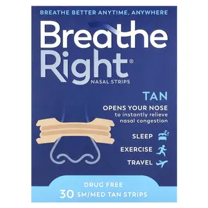 Breathe Right Nasal Strips, Small/Medium, 30 Tan Strips | HSA/FSA Eligible