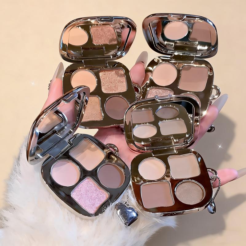 4-Color Shifting Eyeshadow & Blush Palette - Buildable Shimmer Highlighter with Blue, Purple, Red & Gold - Perfect for Winter Galas, Valentine’s Dates & Gift Giving！