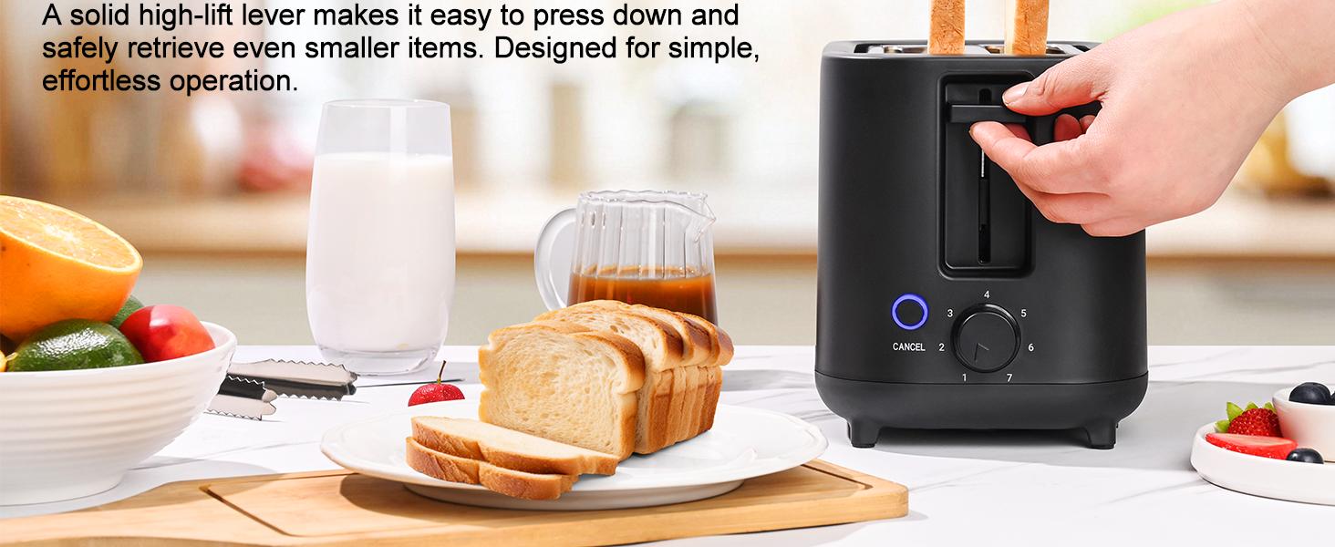 TomaChef Toaster,Toaster,2 Slice Wide Slot,Cancel Function,7 Shade Browing Control,Compact Design,High-Lift Lever,Removable Crumb Tray