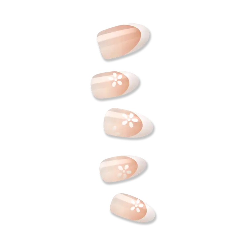 Impress French No Glue Fake Press On Nails - Fearless | French Tips, White & Neutral, Medium, Almond, Manicure