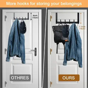 Sturdy Door Hook Organizer, 6x2 Wall-Mounted Rack for Bathroom Towels & More, Ideal for Kitchen & Bedroom Storage Solutions, Bathroom Organizers