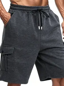 Men's Summer Sport Casual Solid Color Short Work Pants, Ideal for Daily Commute, Home Leisure, Outdoor Activities, Vacation, Pocket Design Shorts