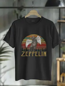 100% Cotton Unisex Vintage Zeppelin Name Distressed Music | Cat's Lover Animals T-Shirt