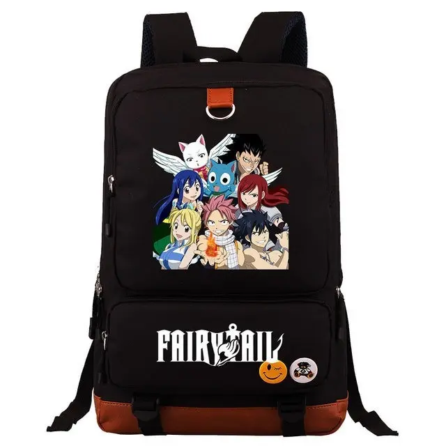 Fairy Tail Anime Print Student Backpack, Casual School Bag with Character Art, Large Capacity Fabric Backpack, Unisex