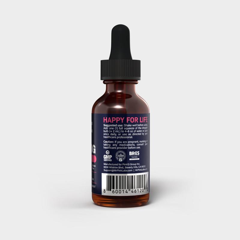 Ginseng Liquid Drops for Energy | Focus Brain Health & Stress Relief | Non-GMO, Sugar Free |Boost Energy & Stamina |  Dietary Supplement by MR. PINK