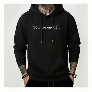 Dear Person Behind Me Hoodie Men's You Are Enough Front Back Print Sweatshirt Mental Health Awareness Pullover Aesthetic Streetwear Oversized Fleece Hooded Top Casual Apparel