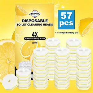 57 Count Fiber Toilet Wand Refills, Lemon Flavor, Disposable Toilet Wand Refills Compatible with Cloroxxbrands Wand, Upgraded Fiber Brush Refills for Toilet Bowl Cleaning