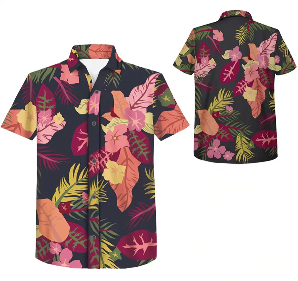 Tropical Pirate Hawaiian Shirt, Floral Casual Button-Up, Anime Inspired Summer Vacation Shirt, Unisex Beachwear