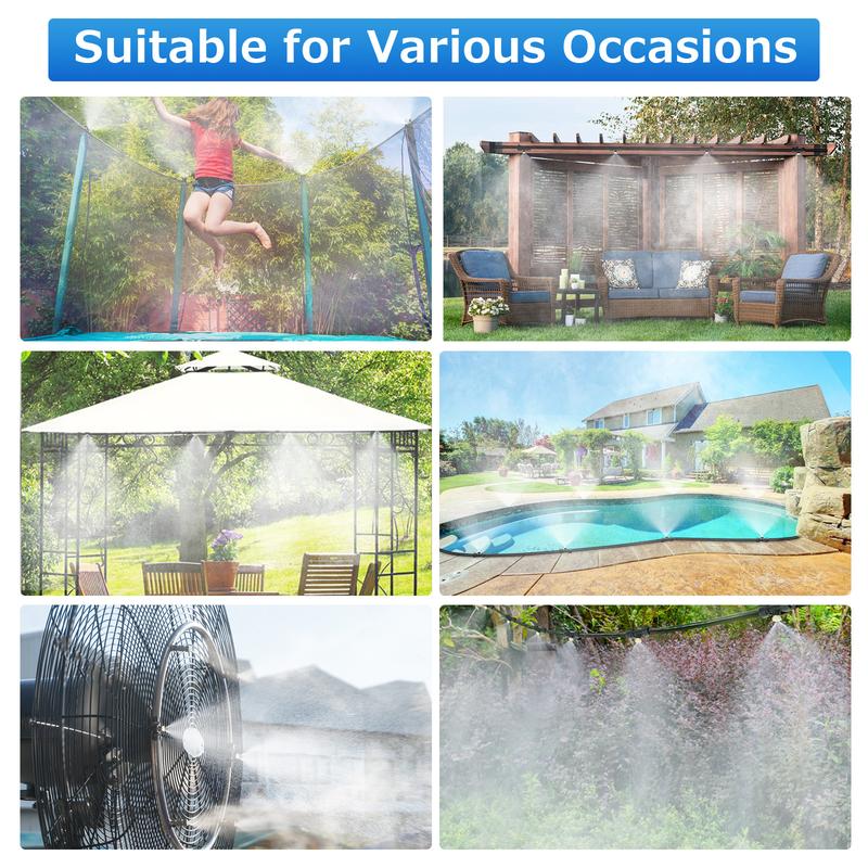 50Ft Outdoor Misting Cooling System,Misters for Garden Lawn Greenhouse