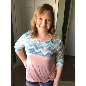 Chevron Print 3/4 Top