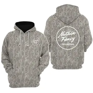 NUTHIN FANCY Original Bottomland Hoodie, Mossy Oak Camo T-Shirt Fabric, Men’s Outdoor Hoodie Gift for Dad