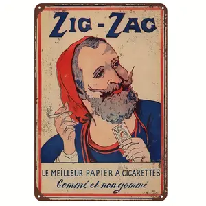 Zig-Zag Vintage Metal Tin Sign - 1pc, 12x8in Lightweight Iron Print Decoration, Weather-Resistant, Pre-Drilled for Easy Hanging, Home Decor Plaque for Home, Bar, Restaurant, Ideal Gift