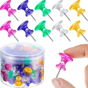 Cute 1-Inch Plastic Head Push Pins (60 Pcs) - Sewing Tool Accessory for Cork Boards, Office Use - Standard Size, Desk Storage Display (Rose Red, Yellow, Blue, Green)