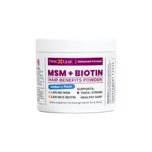 MSM + BIOTIN - Hair Benefits Powder with OptiMSM for Hair Volume, Density & Overall Hair Health. Delicious Wildberry Flavor