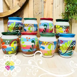 Set of 8 Fiesta Engobe Cantarito Cup - Fiesta Clay Cantarito