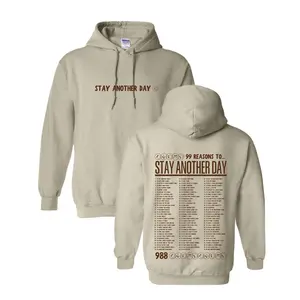 Stay Another Day 99 Reasons to Stay Another Day Fall Collection Hoodie Menswear Beige Relaxed Fit 50% Cotton 50% Polyester Pullover - Casual