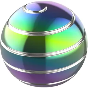Kinetic Desk Toy Ball, 1.54'' Kinetic Desktop Spinning Toys, Optical Illusion Toys for Anxiety, ADHD, Metal Fidgets for Dad, Mom, Son, Daughter (39MM, Rainbow-A)skill toys,decompression toy,return gift