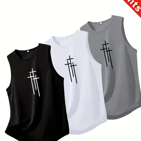 Men's Breathable Polyester Sports Sweat Vest Tank Top Set, Workout Vests, Workout Apparel, Sleeveless Gym Clothing, Loose-Fitting Sleeveless Shirt for Gym, Running, Home and Outdoor, Casual Summer Wear