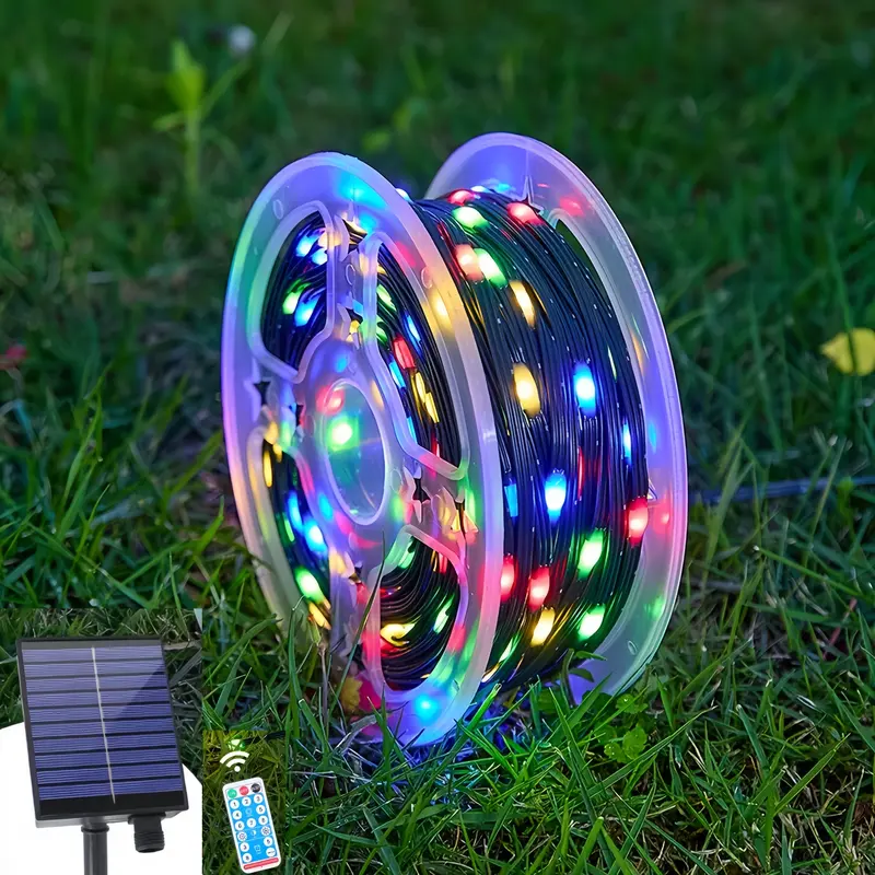 Solar-Powered Colorful Decorative String Lights - No Wiring, Waterproof, Christmas Decorations, Party Lights for Outdoor Garden Patio Mood Use