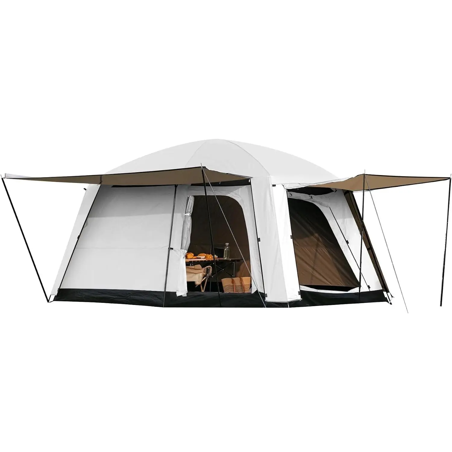 Castle Unicorn 4-6 Person Camping Tent, Large Family Cabin Tents with Porch & Rainfly, Double Layer Waterproof Glamping Tent with 2 Rooms 2 Doors, Portable Big Tents for Outdoor Camping Hiking Party
