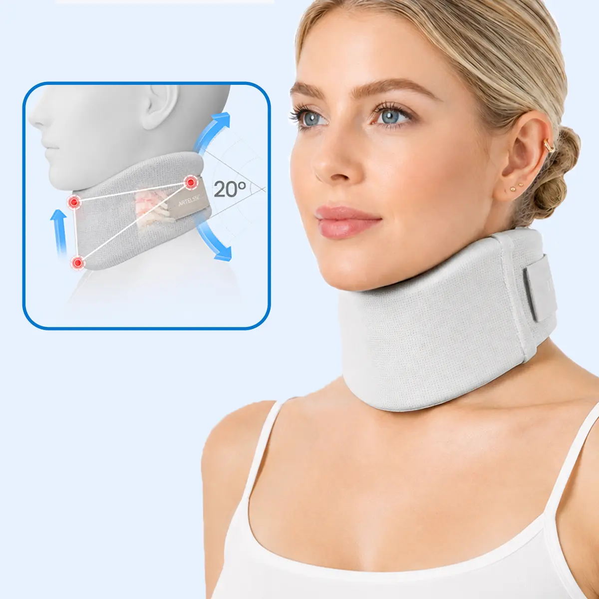 ARTELSE Ice Silk Neck Brace,Neck Brace Cervical Collar,Neck Support Brace for Sleeping Soft,Breathable Cervical Collar for Pain Relief/Posture Correction,Travel, Workers & Neck Injury Recovery for Women & Men