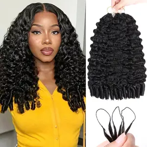 Burmese Curly Crochet Human Hair 50g/Pack Knotless Pre-Separated Invisible Crochet Hair Extensions Boho Braids 4-5 Packs for Full Head #SummerVibes