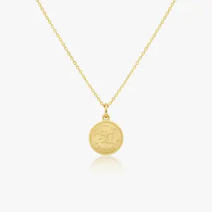 Sagittarius Zodiac Sign Gold Medallion Necklace