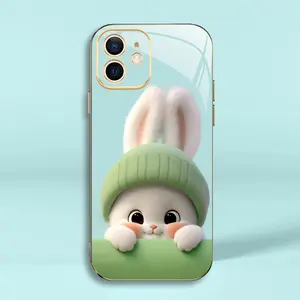 Multi-color light green rabbit panda for【iPhone 11】high quality electroplated silicone soft case--975