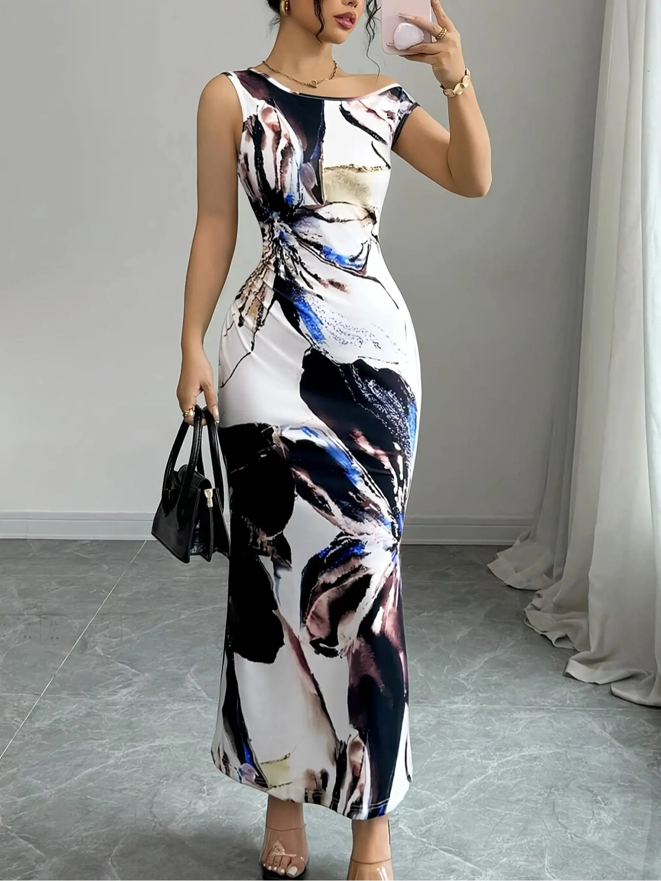 Women's Floral Print Asymmetrical Neck Dress, Elegant Sleeveless Bodycon Dress for Party Holiday Wedding Guest, Ladies Summer Clothes, Elegant Classy Flattering - TikTok Shop Women's Floral Print Asymmetrical Neck Dress, Elegant Sleeveless Bodycon Dress for Party Holiday Wedding Guest, Ladies Summer Clothes, Elegant Classy Flattering - TikTok Shop
