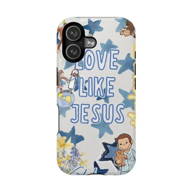 Curious George Bible Verse Christian Scripture Phone Cover with Love Like Jesus & Psalms Quotes Phone Case Protection, Shockproof For IPhone 17-12, Pro Max, Pro Plus, and Samsung S25 24 23 Safety Case
