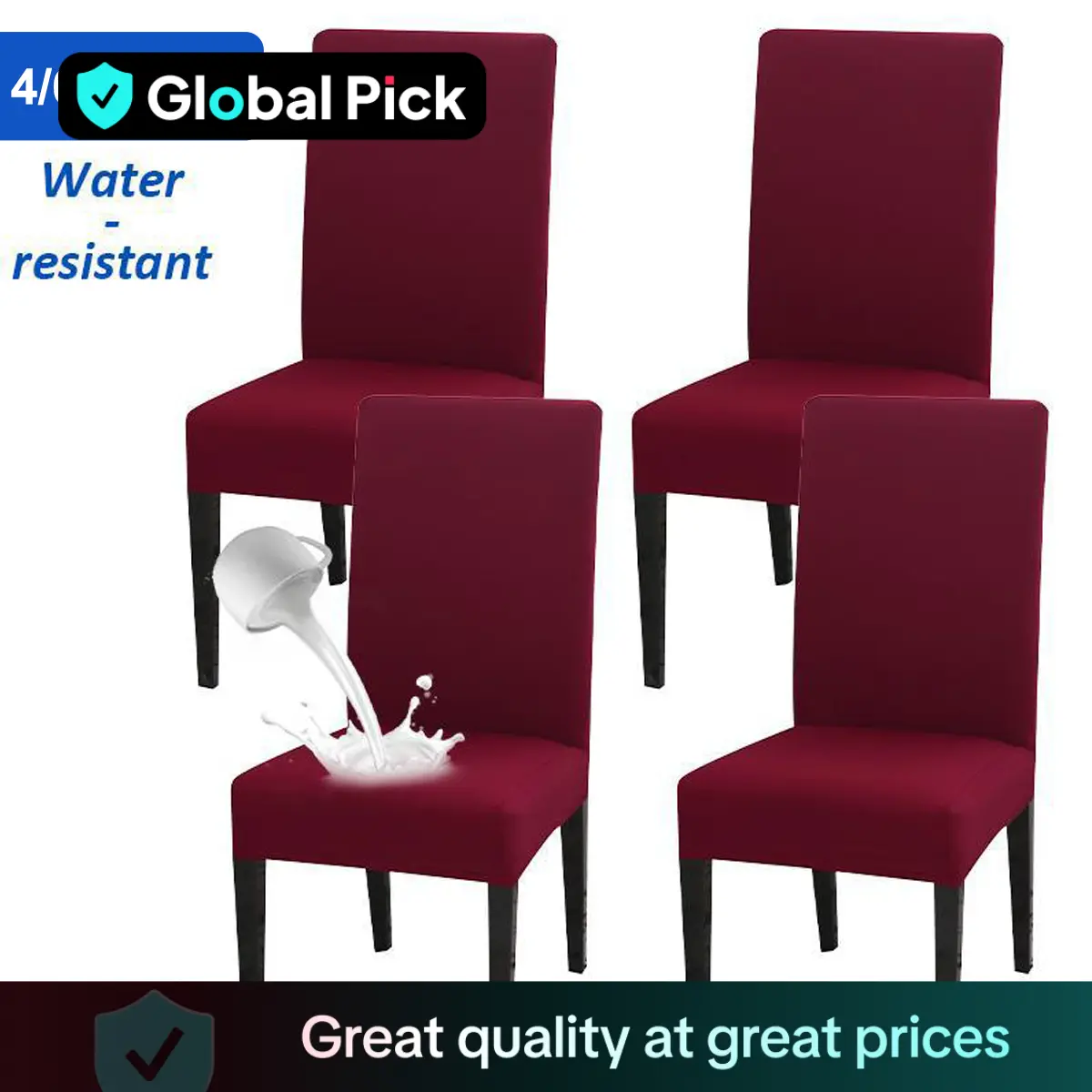 Solid Color Chair Cover, 4/6 Counts Waterproof Elastic Seat Cover, Chair Cover For Home Kitchen & Dining Room, Valentine's Day Gift