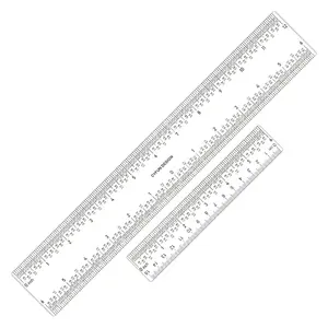 2 count 6"/12" Clear  Ruler Zero-Centering Ruler with Inches & Metric Measuring Tool 12" and 6" Inch Straight Edge Rulers for Scrapbooking Card-Making Student School Office  Tool