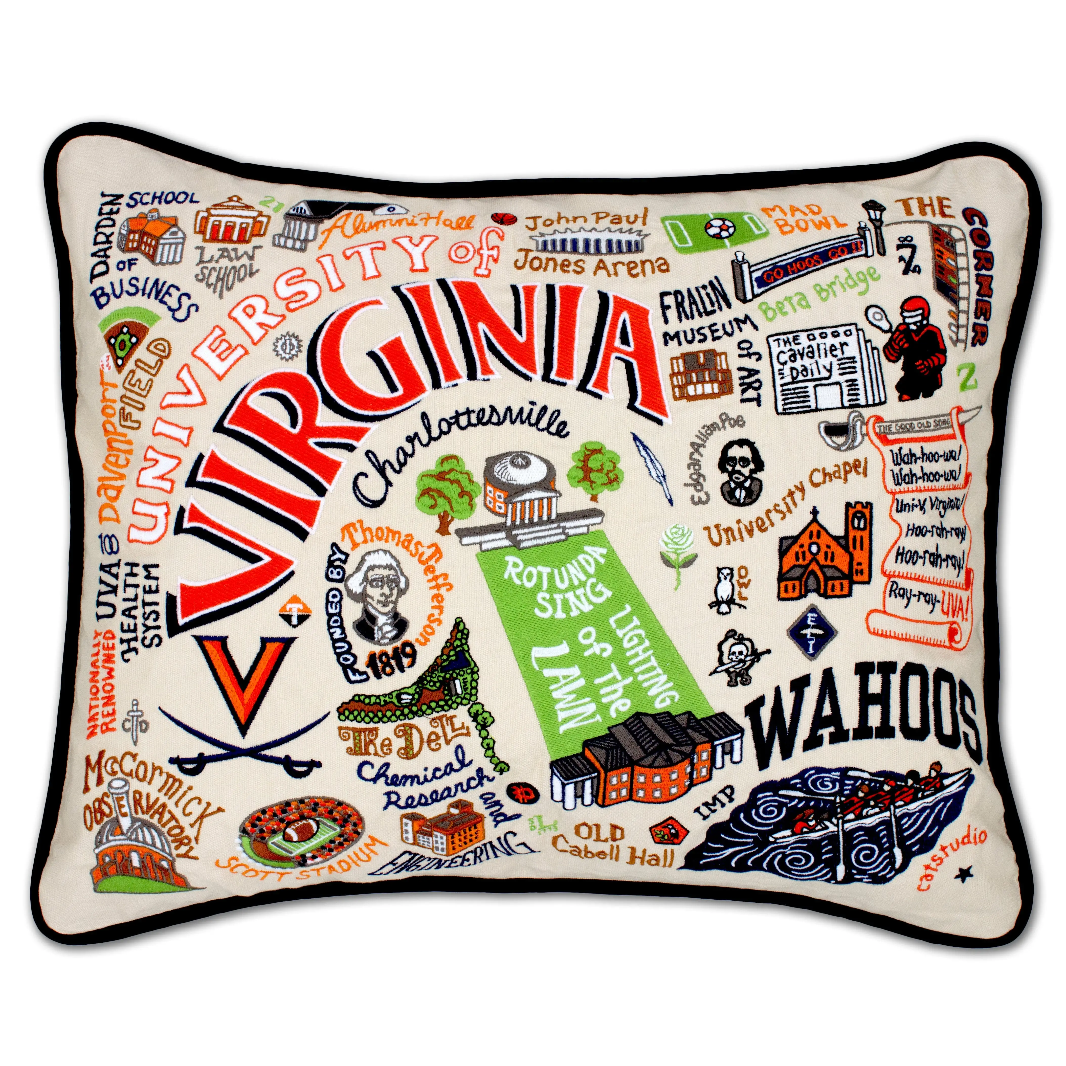 University of Virginia Collegiate Embroidered Pillow