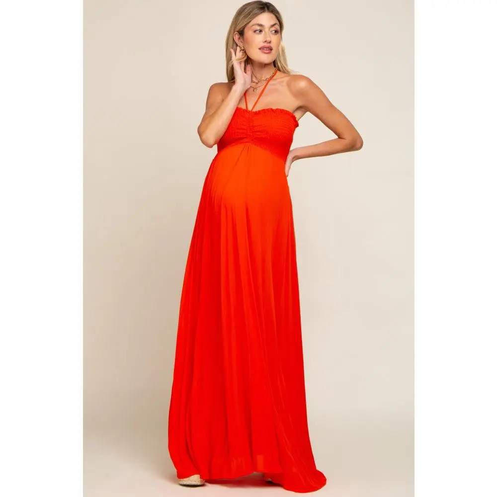 sachin and babi light blue dress Yellow Pleated Maternity Halter Dress main image 0