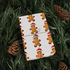 Gingerbread Cookie With Santa Hat High-Quality Holiday Gift Wrapping Paper