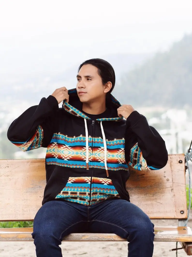 Native Southwestern Zip Up Hoodie Southwest Full Zip Hoodie Native American Style Zip Up Hoodie Boho Hoodie