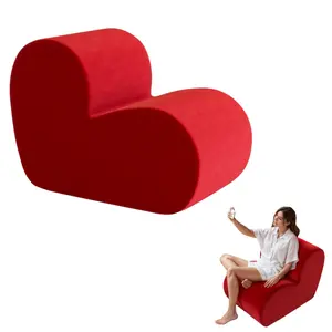 Unique Heart‑Shaped Velvet Single Sofa Chair, Ergonomic Comfy Floor Lazy Reading Sofa, Modern Decorative Accent Chair for Living Room, Hotel Lobby, Commercial Space, Wedding & Anniversary Event Decor