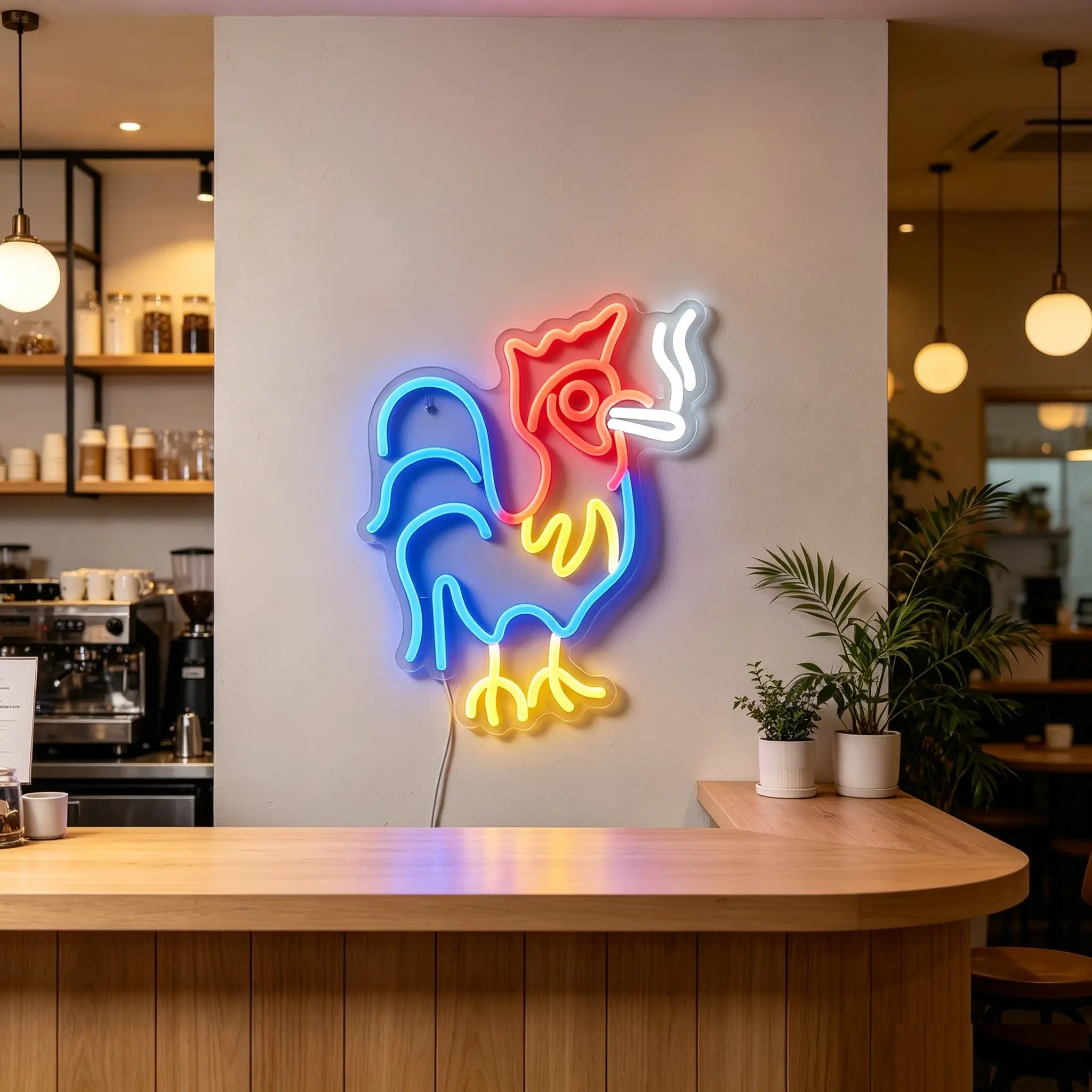 Rooster Neon Light, Decorative Neon Sign, USB Powered Indoor Decor, Father's Day Bedroom Decoration, Independence Day Party Game Room, 13.6x11 Inch
