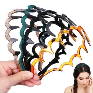 2025  U Shape Fashion  Hair Comb Headband 5 count Reversible Korean Headbands for Women Zigzag Headband with  for High Cranium Volume Non-Slip Hair Accessories Gifts  Black Khaki Green
