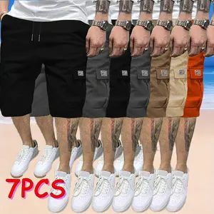 Men’s 7-Piece Shorts Set – Brown/Black/Dark Navy Blue/Green – Angled Cargo Pockets – Versatile Casual Wear – Everyday Use — Men’s Workwear Cargo Shorts SpringStatements