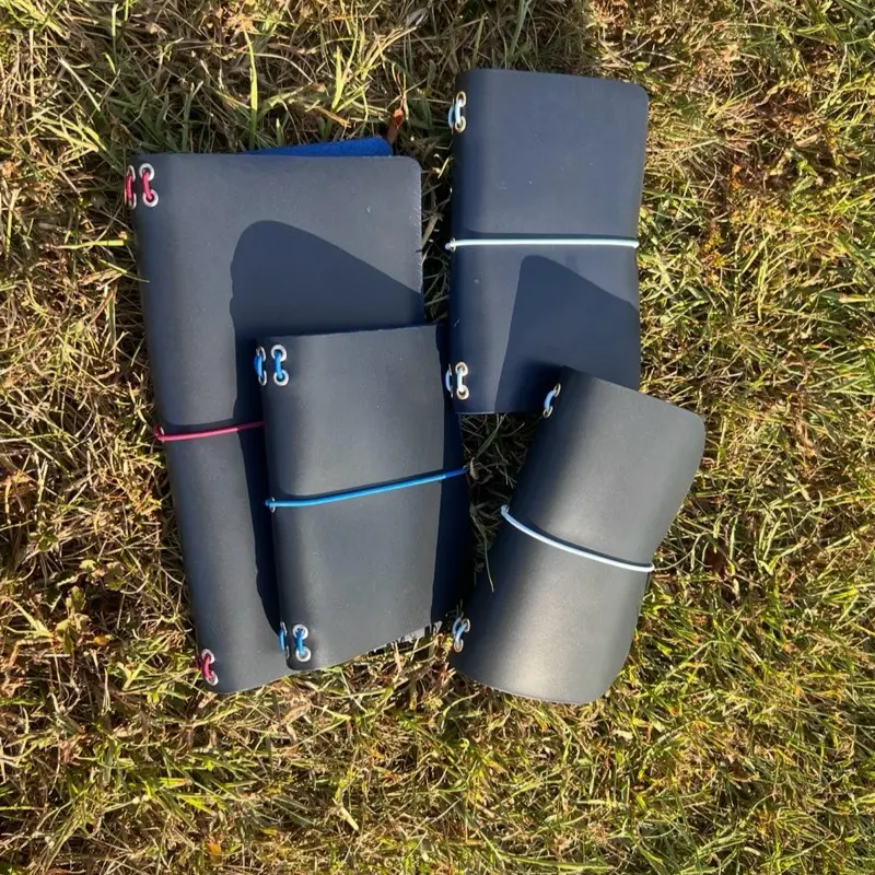Blue Leather Travelers Notebook with Multiple Colors for Organized Travel and Journaling