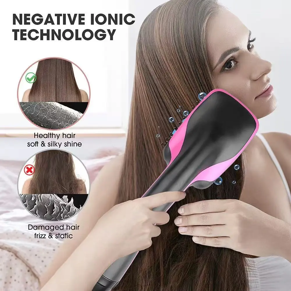 One Step Hair Dryer and Styler, 3 in 1 Hot Air Brush, Blow Dryer Brush for Straightening, Curling & Volumizing, Anti-Scald Ionic Hair Styling Brush for All Hair Types